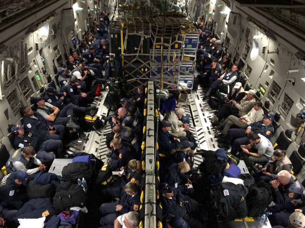 Interior of C-17 on the way to Nepal